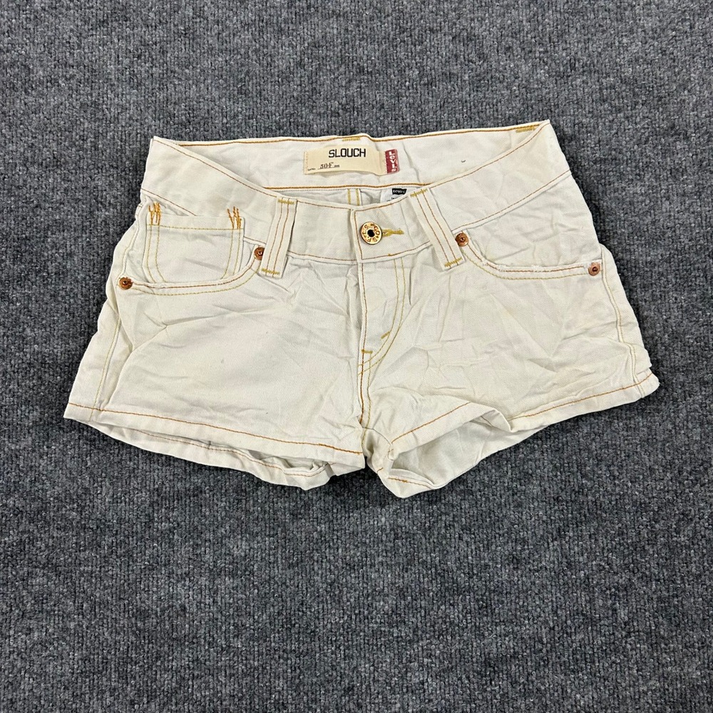 Levi's Shorts Womens Size 30 Off-White Slouch 504 Ramie Blend Low Rise Denim